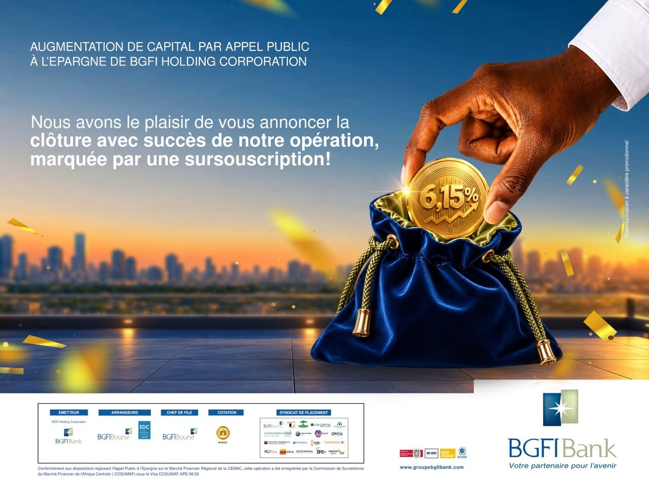 Bgfi Holding Corporation enregistre une sursouscription de son opération d’ouverture du Capital par appel public à l’épargne